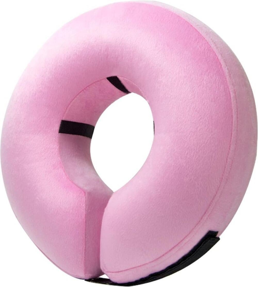 Inflatable Soft Dog Cone Collar Donut Post Surgical Large Pink Pillow Neck Recov